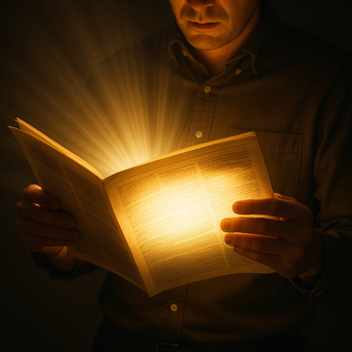 Man newspaper light